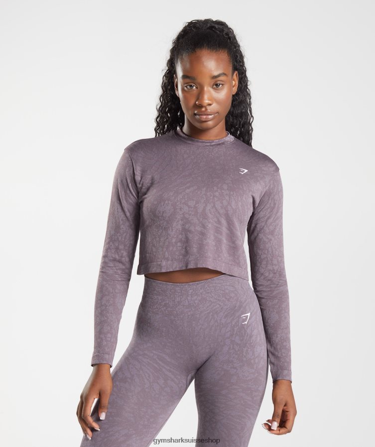 ch Gymshark femmes adapt animal sans couture haut à manches longues sauvage | musc lilas 02FP6T472 vêtements