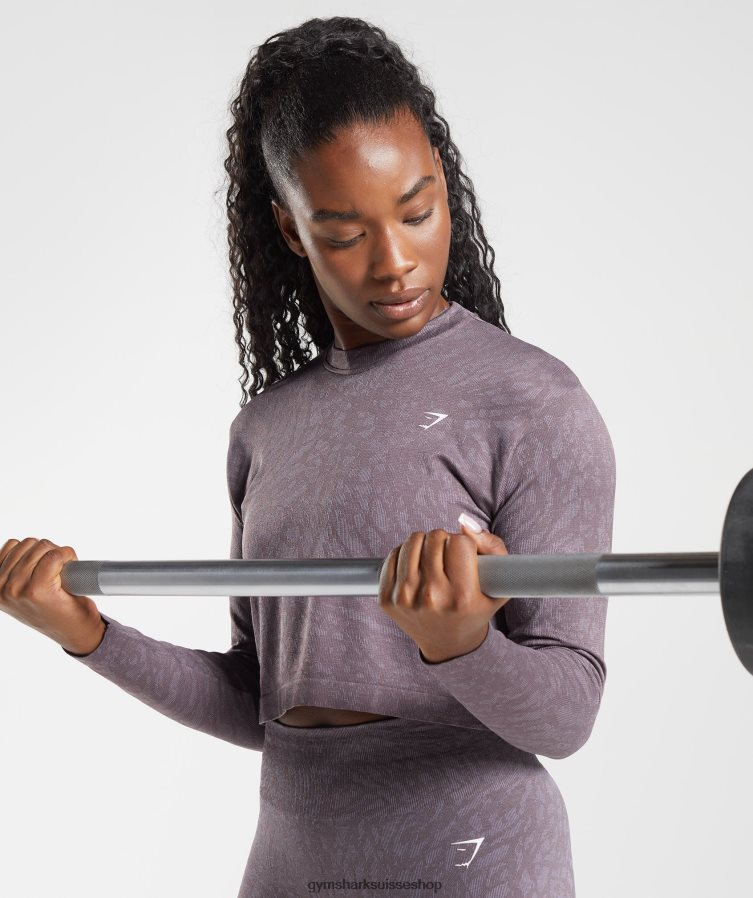 ch Gymshark femmes adapt animal sans couture haut à manches longues sauvage | musc lilas 02FP6T472 vêtements