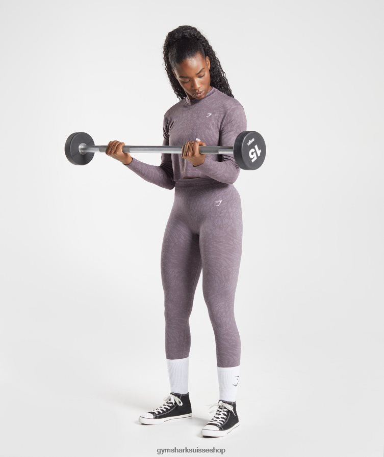 ch Gymshark femmes adapt animal sans couture haut à manches longues sauvage | musc lilas 02FP6T472 vêtements