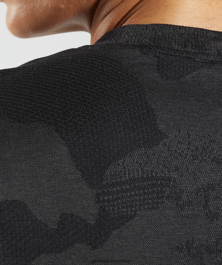 ch Gymshark femmes adapt camo haut sans couture à manches longues lave | noir 02FP6T478 vêtements