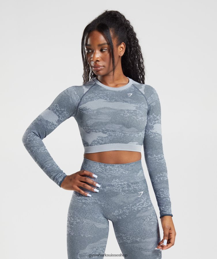 ch Gymshark femmes adapt camo haut sans coutures à lacets dans le dos lave | gris pierre de rivière/bleu soir 02FP6T457 vêtements