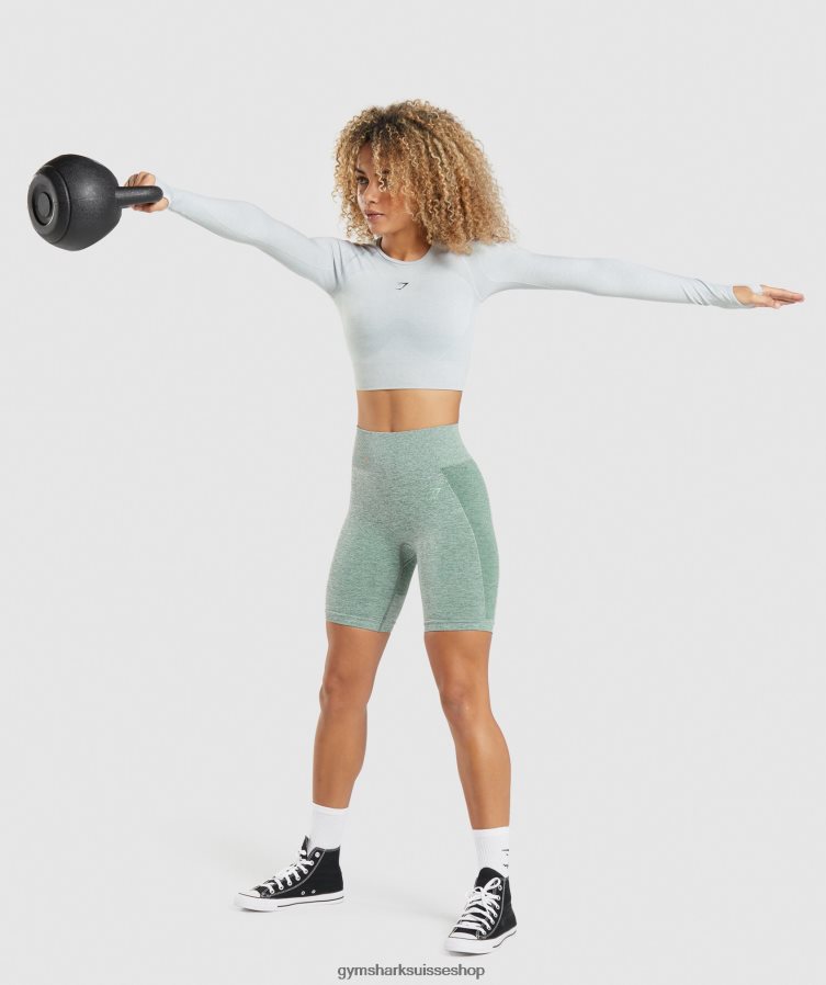 ch Gymshark femmes haut court à manches longues flex sports gris clair chiné 02FP6T479 vêtements