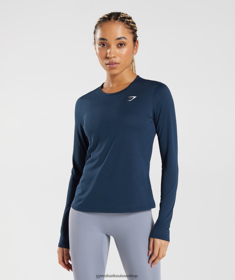 ch Gymshark femmes haut d'entraînement à manches longues marine 02FP6T416 vêtements