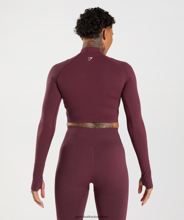 ch Gymshark femmes haut midi vital sans coutures 2.0 à col montant marne marron cuite 02FP6T471 vêtements