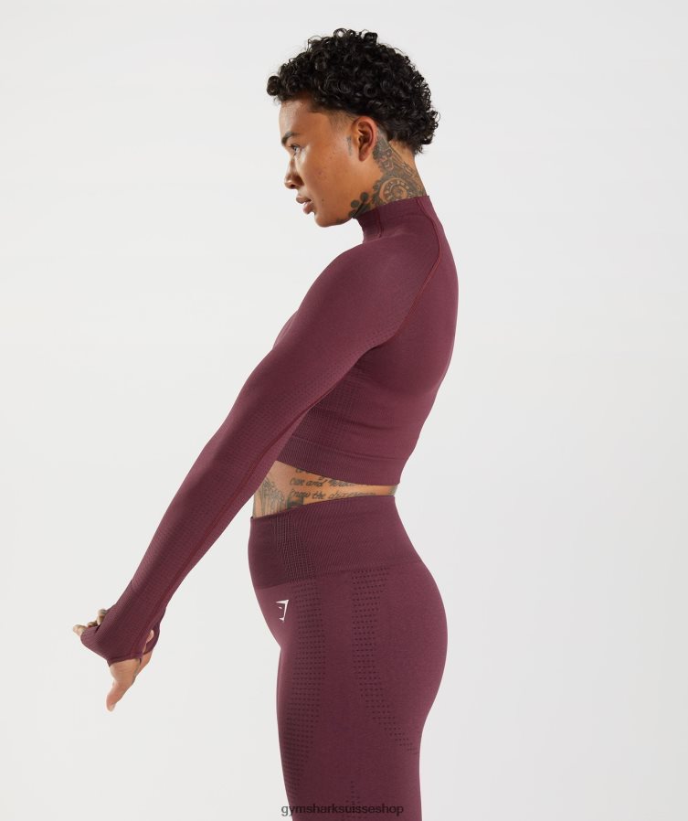 ch Gymshark femmes haut midi vital sans coutures 2.0 à col montant marne marron cuite 02FP6T471 vêtements