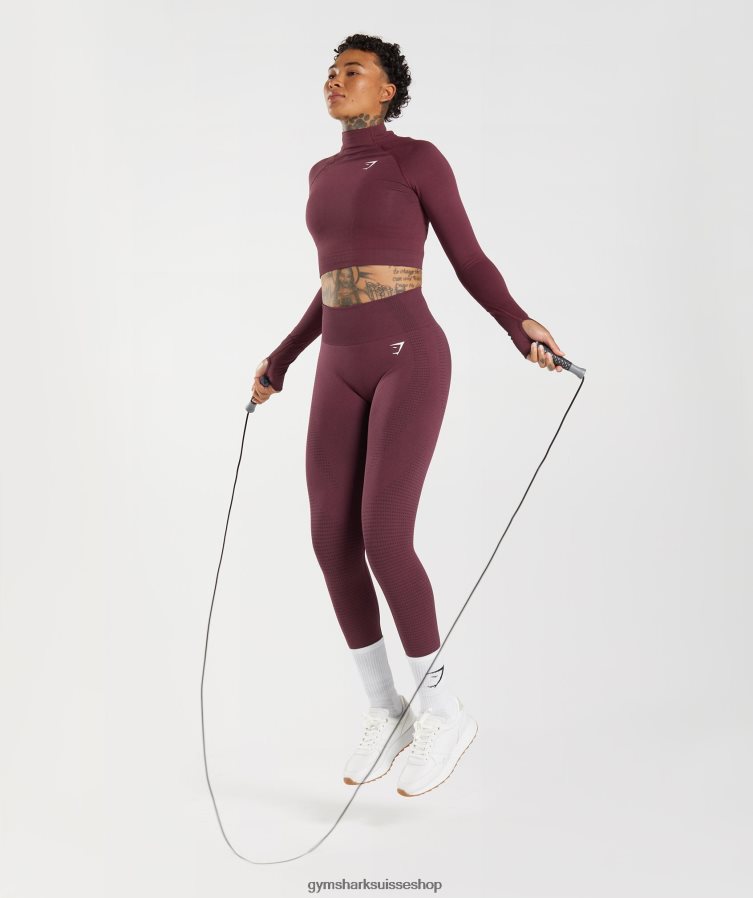 ch Gymshark femmes haut midi vital sans coutures 2.0 à col montant marne marron cuite 02FP6T471 vêtements