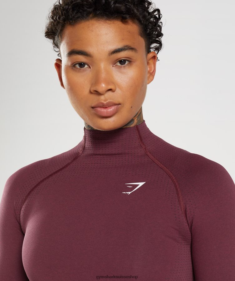 ch Gymshark femmes haut midi vital sans coutures 2.0 à col montant marne marron cuite 02FP6T471 vêtements