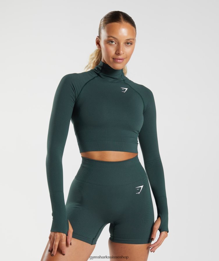 ch Gymshark femmes haut midi vital sans coutures 2.0 à col montant marne verte des bois 02FP6T432 vêtements