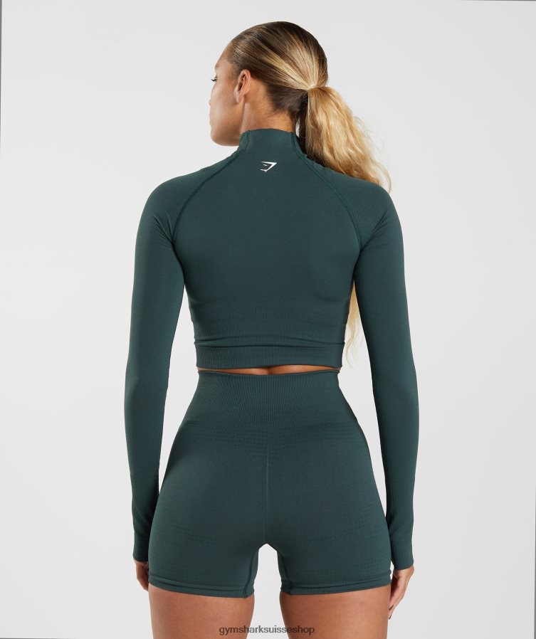 ch Gymshark femmes haut midi vital sans coutures 2.0 à col montant marne verte des bois 02FP6T432 vêtements