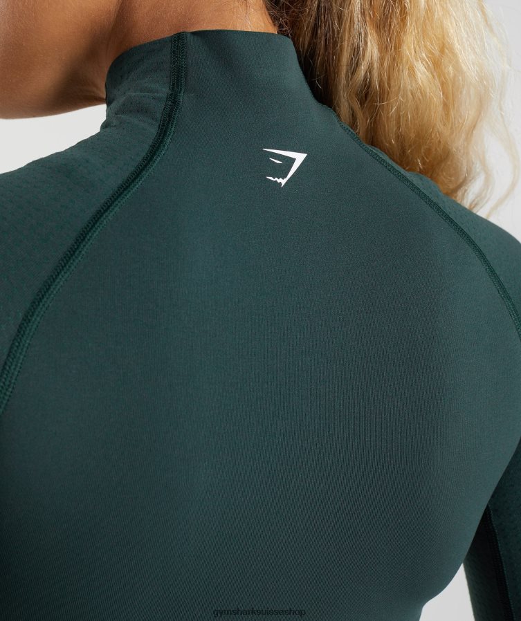 ch Gymshark femmes haut midi vital sans coutures 2.0 à col montant marne verte des bois 02FP6T432 vêtements