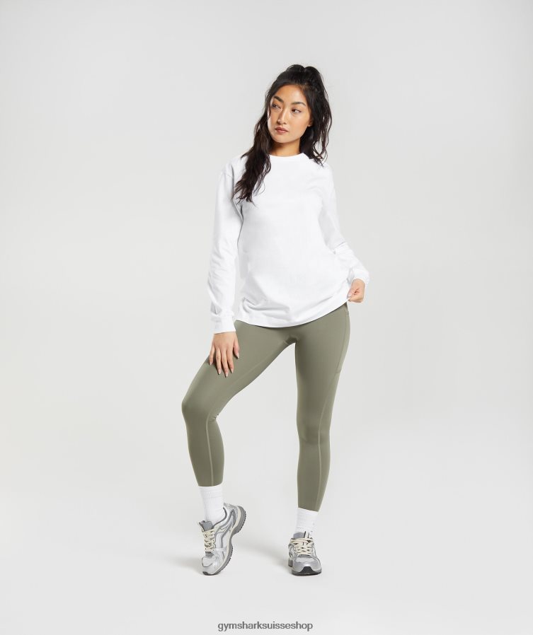 ch Gymshark femmes haut oversize à manches longues en coton blanc 02FP6T420 vêtements