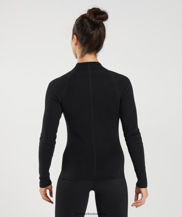 ch Gymshark femmes pause tricot haut à manches longues noir/gris onyx 02FP6T461 vêtements