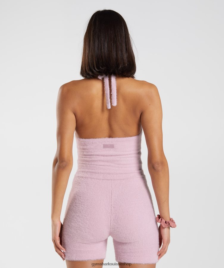 ch Gymshark femmes Whitney haut dos nu mi-long en maille à cils rose pétale pressé 02FP6T464 vêtements