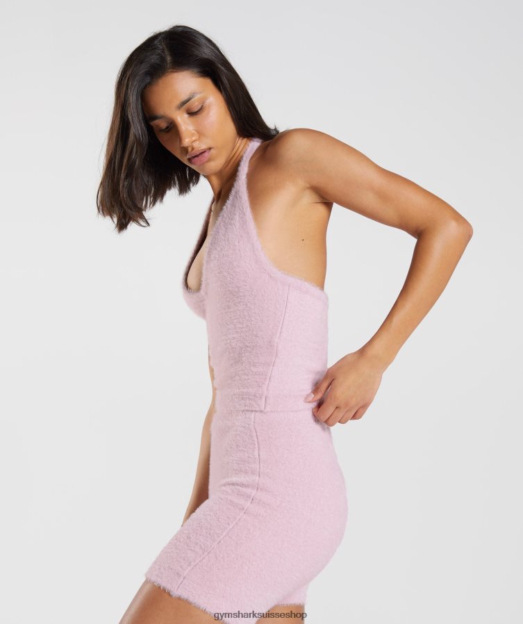 ch Gymshark femmes Whitney haut dos nu mi-long en maille à cils rose pétale pressé 02FP6T464 vêtements