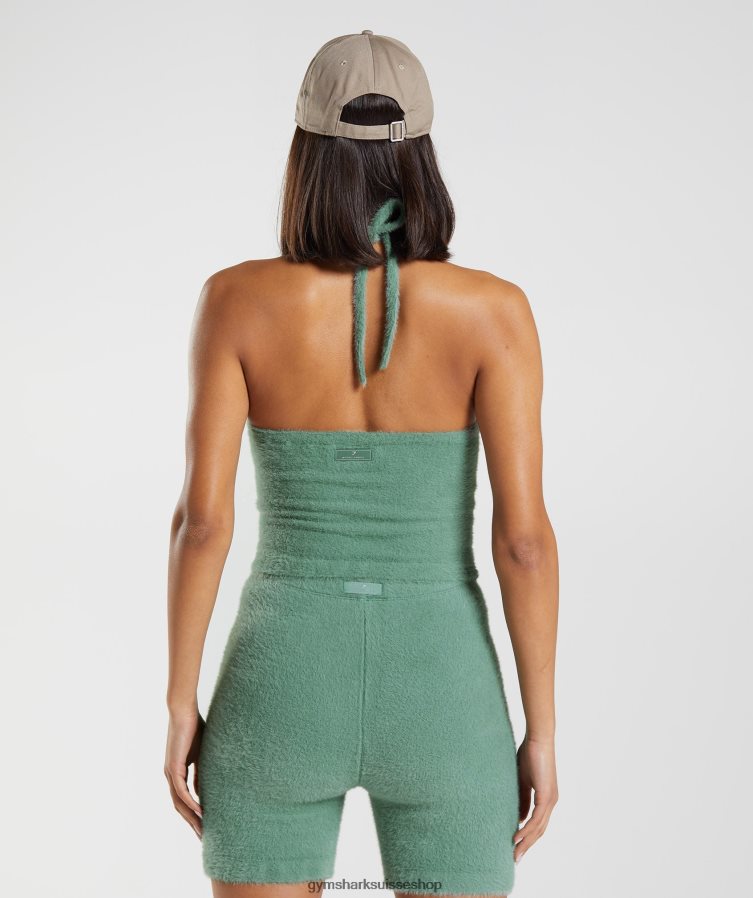 ch Gymshark femmes Whitney haut dos nu mi-long en maille à cils vert Feuille 02FP6T443 vêtements