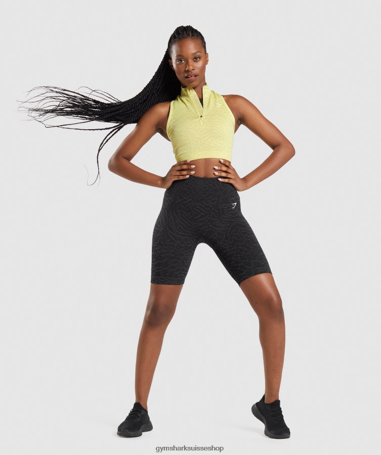 ch Gymshark femmes adapt animal crop sans couture 1/2 zip luciole jaune 02FP6T469 vêtements