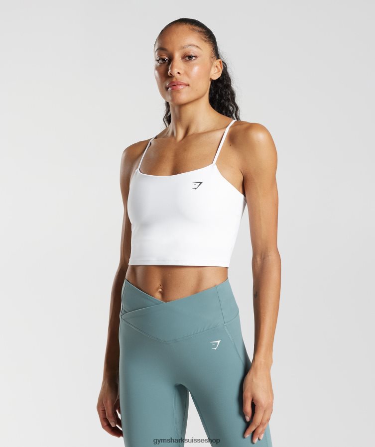 ch Gymshark femmes camisole courte à bretelles blanc 02FP6T499 vêtements