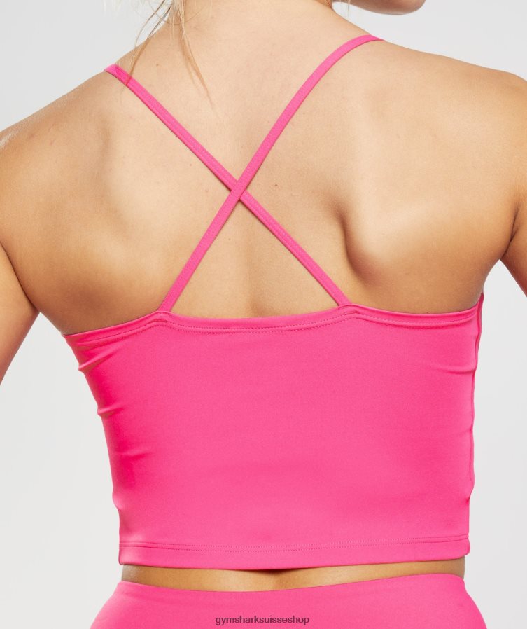 ch Gymshark femmes camisole courte à bretelles fuchsia brillant 02FP6T505 vêtements