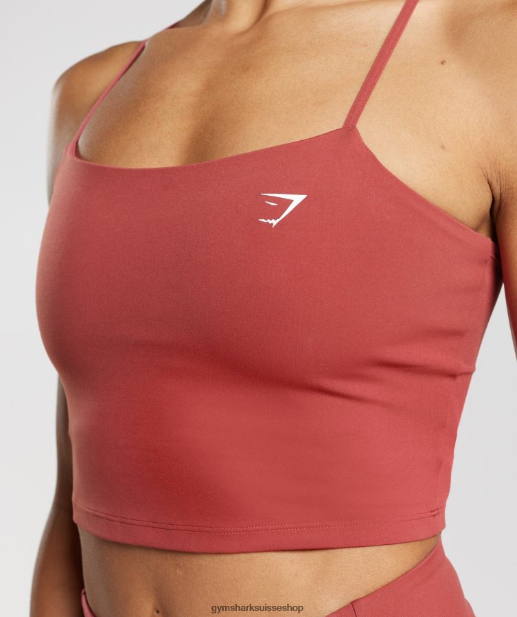 ch Gymshark femmes camisole courte à bretelles rouge grenade 02FP6T500 vêtements