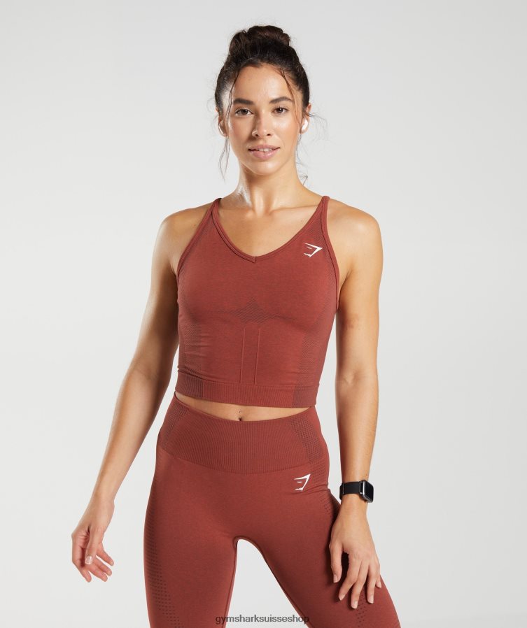 ch Gymshark femmes débardeur midi vital 2.0 sans coutures rouge brique chiné 02FP6T485 vêtements
