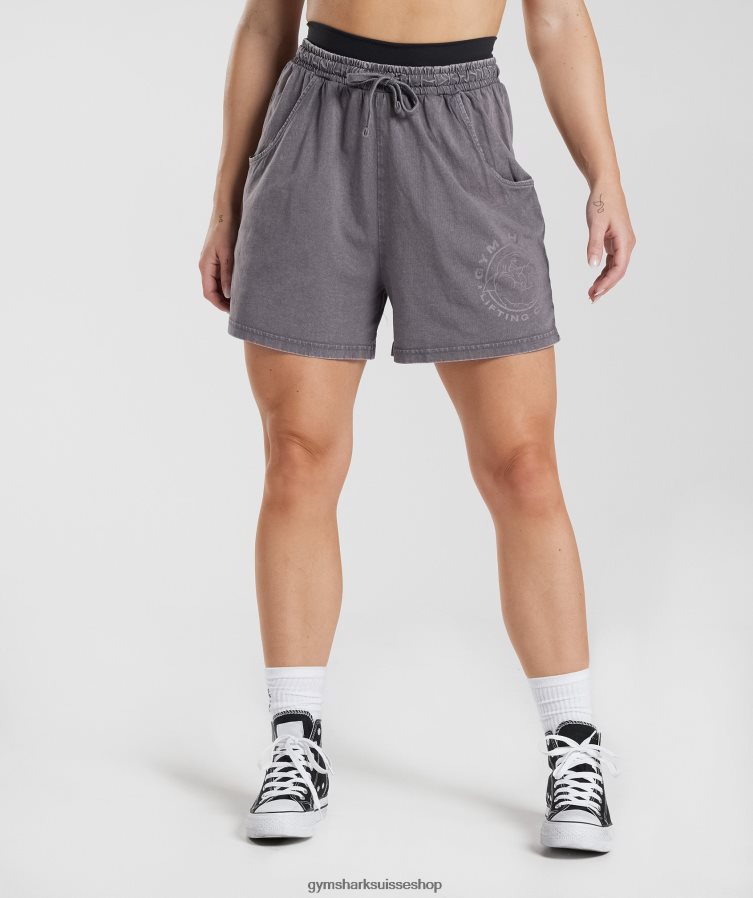 ch Gymshark femmes short ample hérité gris titane/lavage à l'acide 02FP6T107 vêtements
