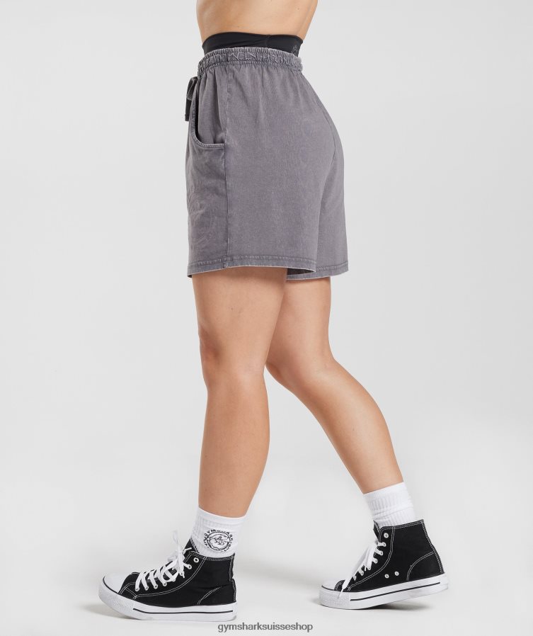 ch Gymshark femmes short ample hérité gris titane/lavage à l\'acide 02FP6T107 vêtements
