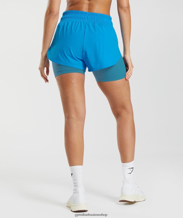 ch Gymshark femmes short de course 2 en 1 bleu électrique/bleu lune 02FP6T42 vêtements