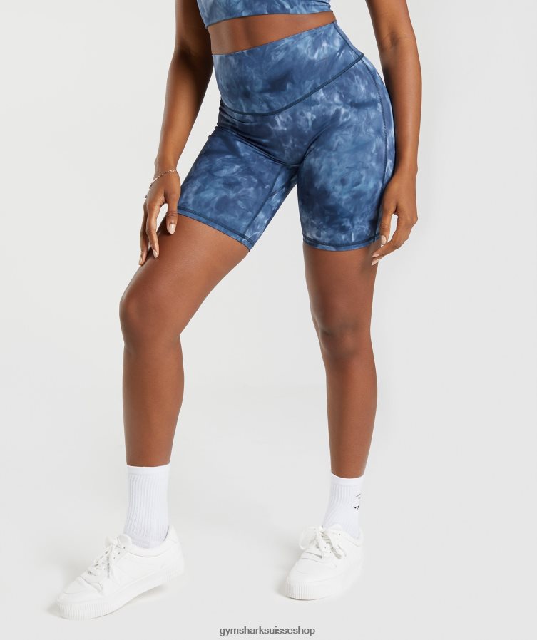 ch Gymshark femmes short de cyclisme rehaussé teinture en aérosol bleu au bord du lac 02FP6T67 vêtements