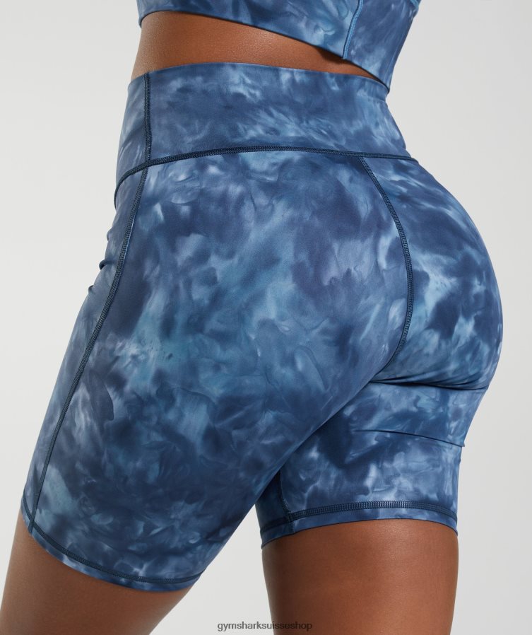 ch Gymshark femmes short de cyclisme rehaussé teinture en aérosol bleu au bord du lac 02FP6T67 vêtements