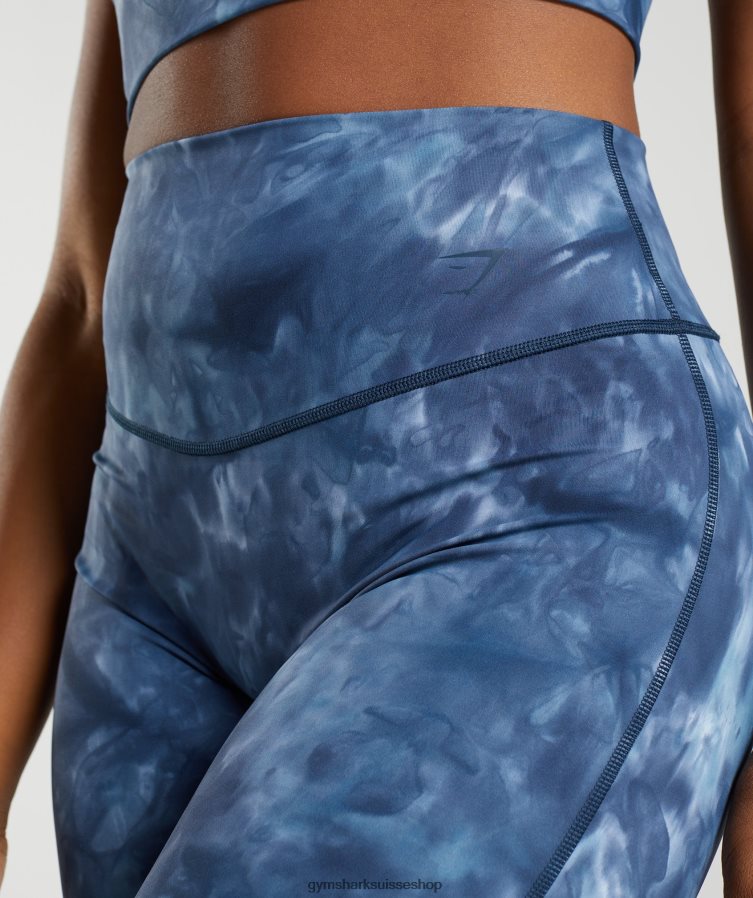 ch Gymshark femmes short de cyclisme rehaussé teinture en aérosol bleu au bord du lac 02FP6T67 vêtements