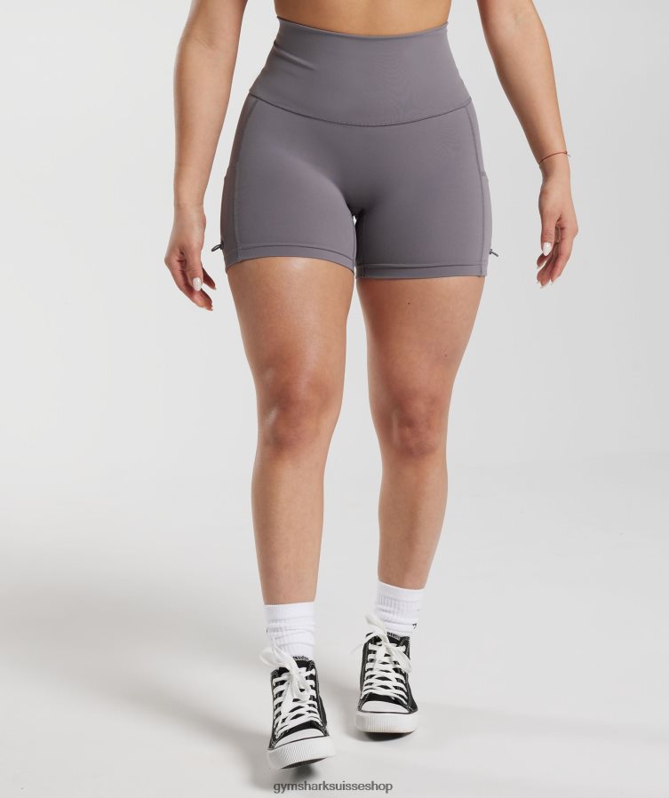 ch Gymshark femmes short moulant froncé Legacy gris titane 02FP6T108 vêtements