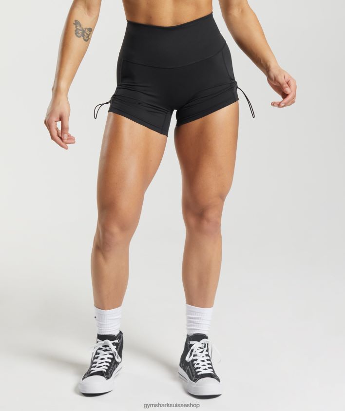 ch Gymshark femmes short moulant froncé Legacy noir 02FP6T12 vêtements