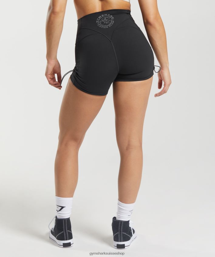 ch Gymshark femmes short moulant froncé Legacy noir 02FP6T12 vêtements