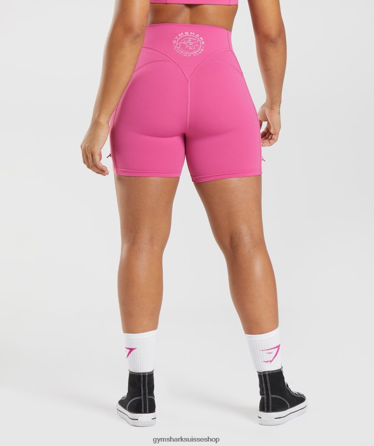 ch Gymshark femmes short moulant froncé Legacy rose profond 02FP6T98 vêtements