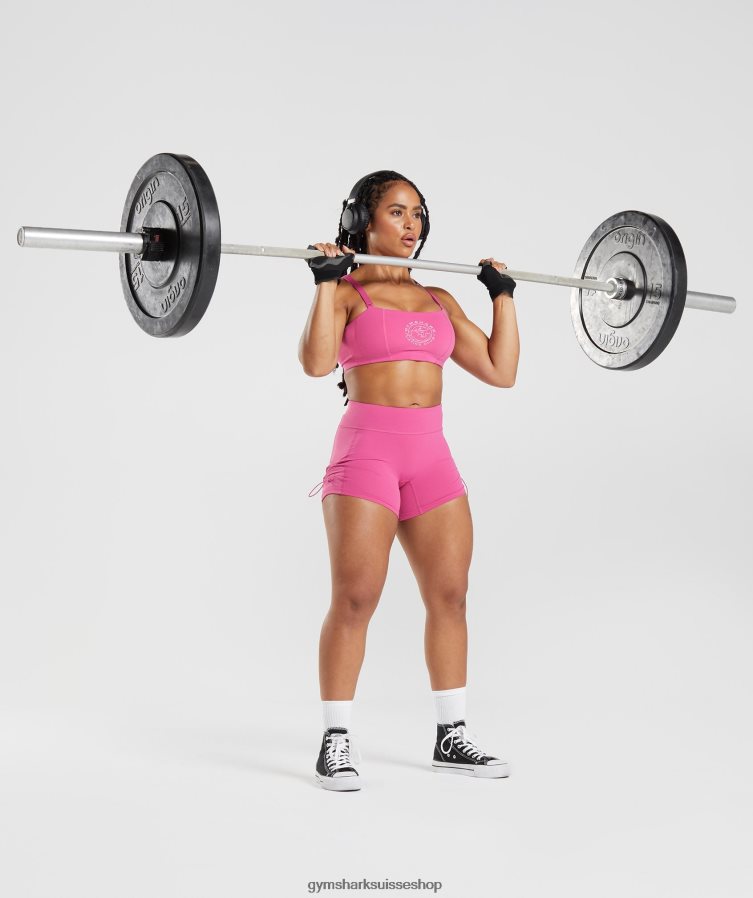 ch Gymshark femmes short moulant froncé Legacy rose profond 02FP6T98 vêtements