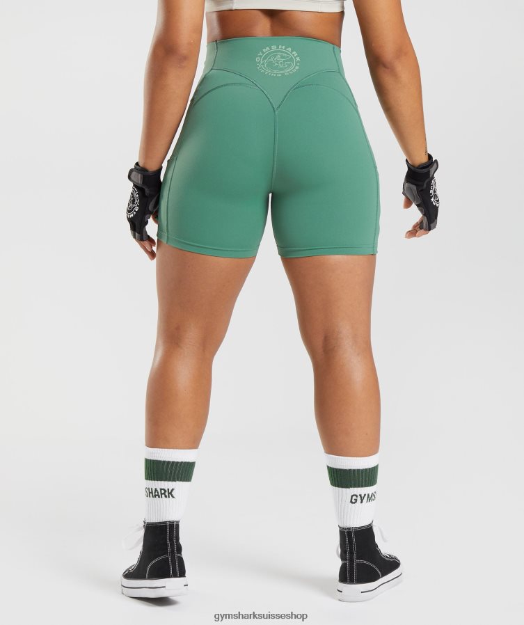 ch Gymshark femmes short moulant froncé Legacy vert hoya 02FP6T68 vêtements