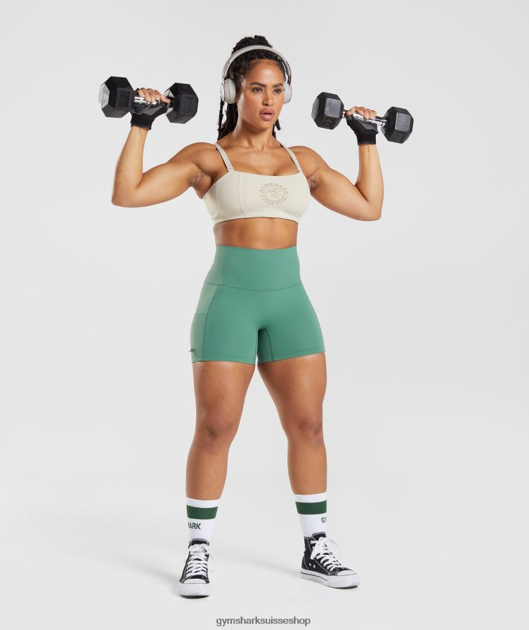 ch Gymshark femmes short moulant froncé Legacy vert hoya 02FP6T68 vêtements