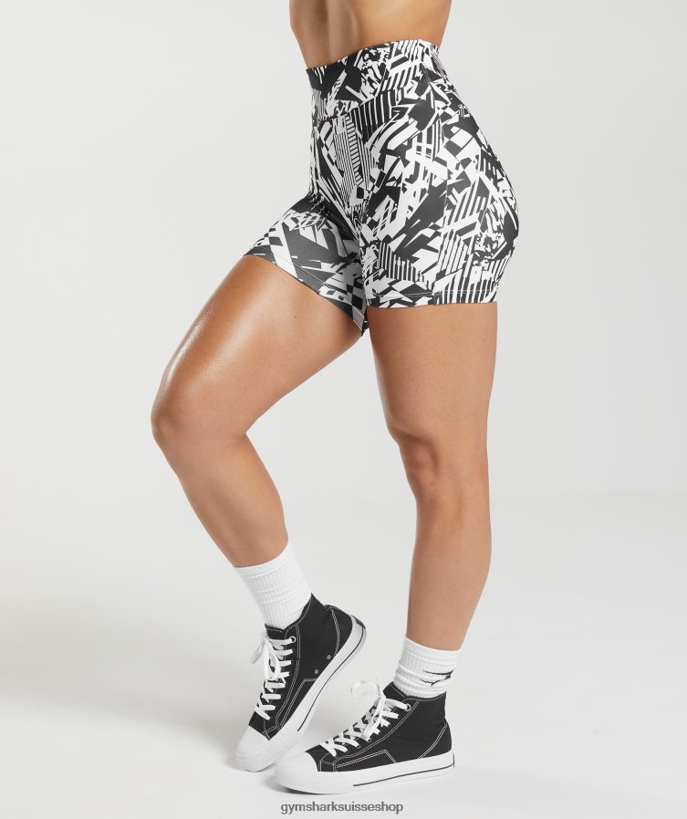 ch Gymshark femmes short moulant gs power original impression noire 02FP6T92 vêtements