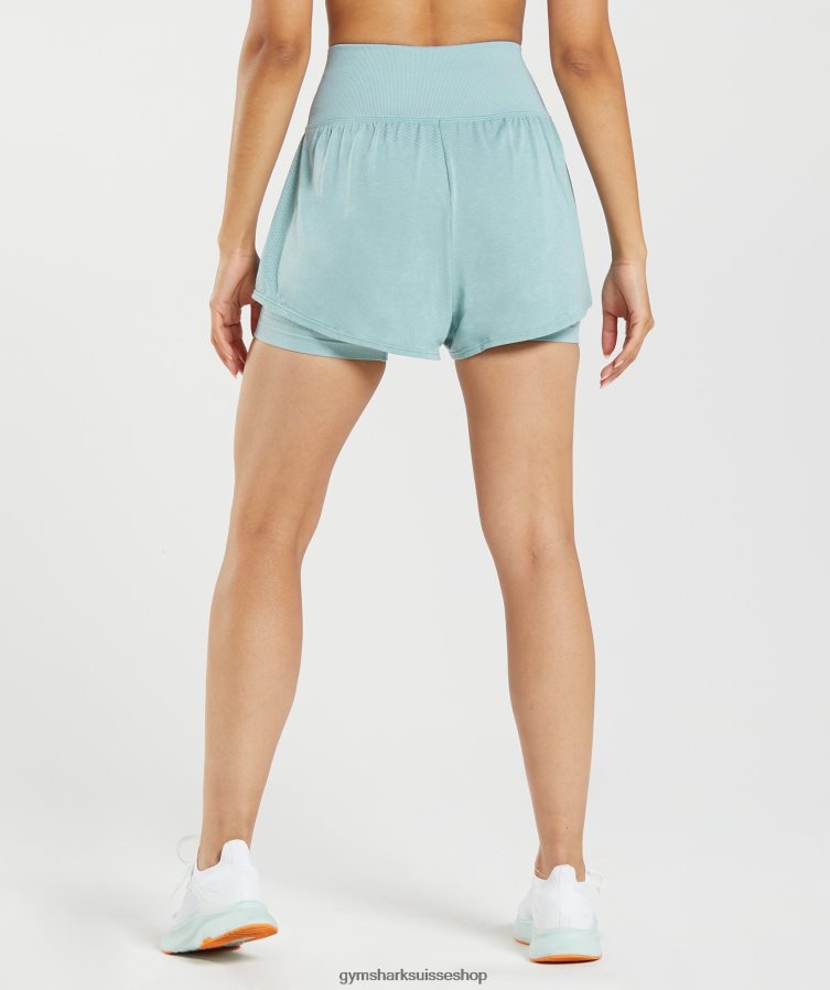 ch Gymshark femmes short vital sans couture 2.0 2-en-1 bleu perle chiné 02FP6T93 vêtements
