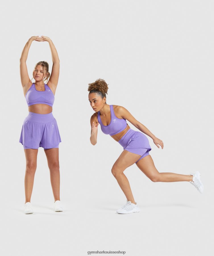 ch Gymshark femmes short vital sans couture 2.0 2-en-1 chiné violet vif 02FP6T79 vêtements
