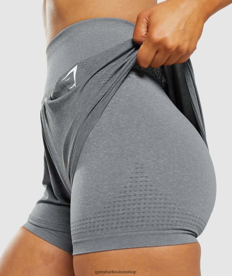 ch Gymshark femmes short vital sans couture 2.0 2-en-1 gris fumé chiné 02FP6T97 vêtements