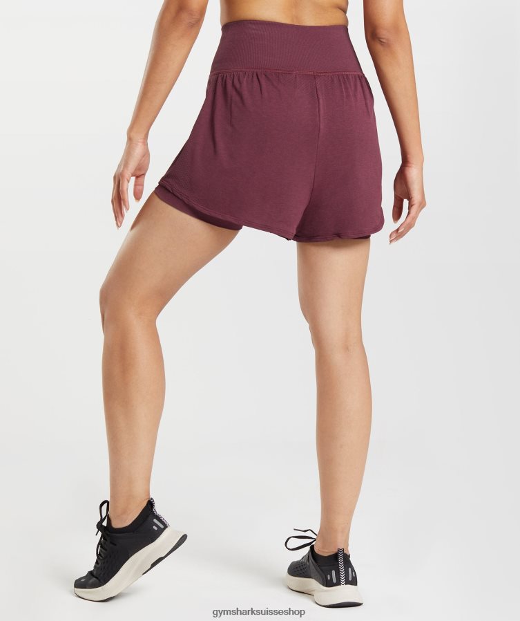 ch Gymshark femmes short vital sans couture 2.0 2-en-1 marne marron cuite 02FP6T65 vêtements