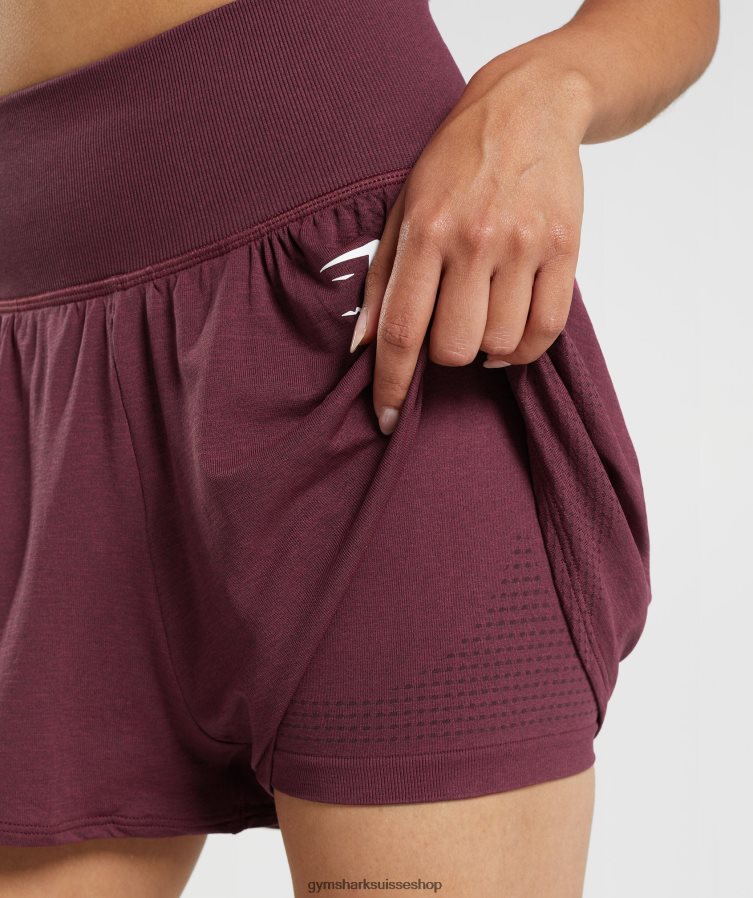ch Gymshark femmes short vital sans couture 2.0 2-en-1 marne marron cuite 02FP6T65 vêtements