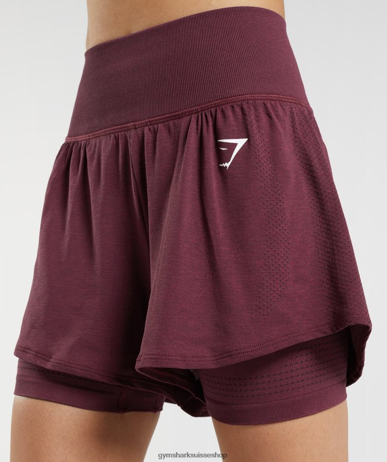 ch Gymshark femmes short vital sans couture 2.0 2-en-1 marne marron cuite 02FP6T65 vêtements