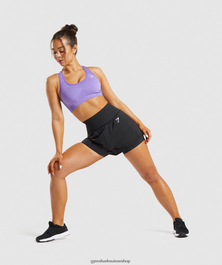 ch Gymshark femmes short vital sans couture 2.0 2-en-1 noir chiné 02FP6T88 vêtements