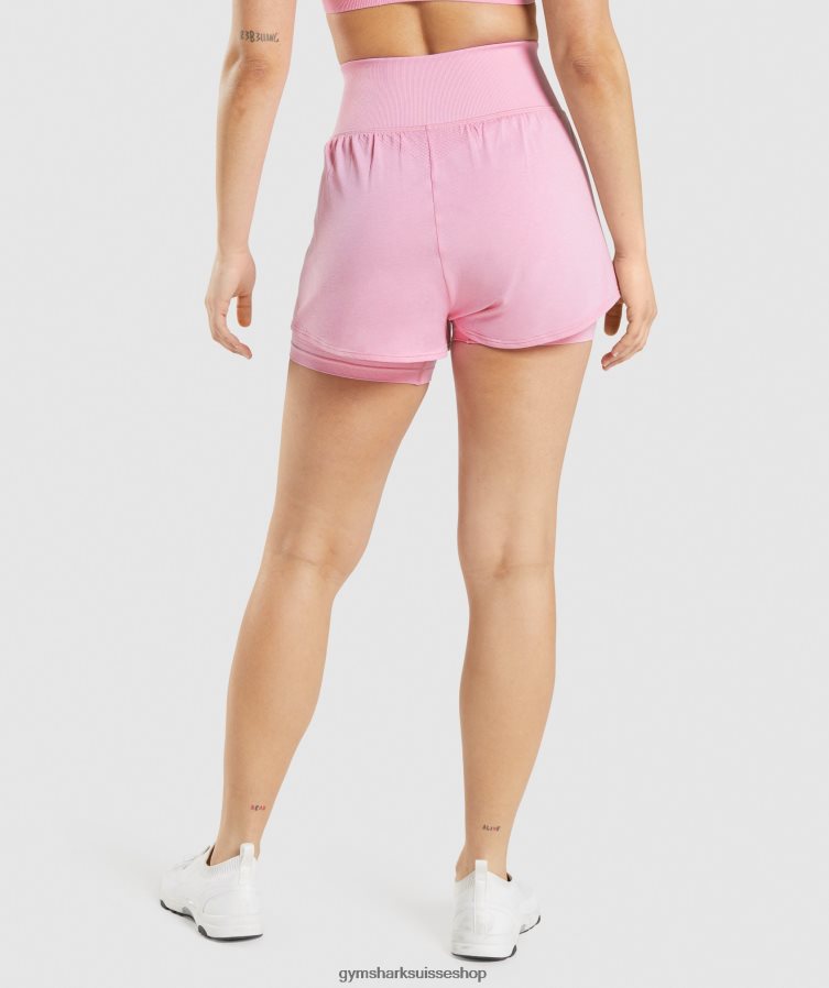 ch Gymshark femmes short vital sans couture 2.0 2-en-1 rose sorbet chiné 02FP6T71 vêtements