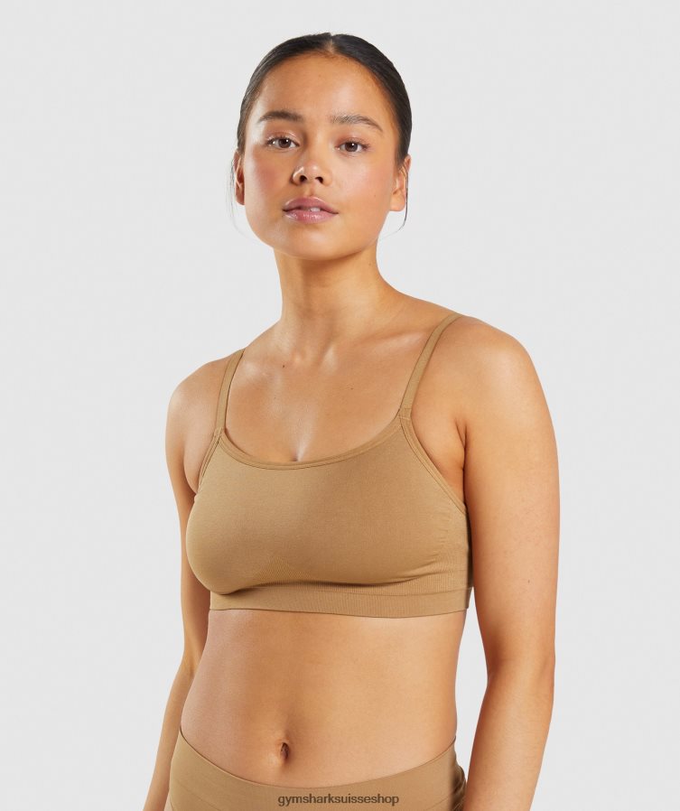 ch Gymshark femmes bralette sans coutures à encolure dégagée brun clair doré 02FP6T508 vêtements