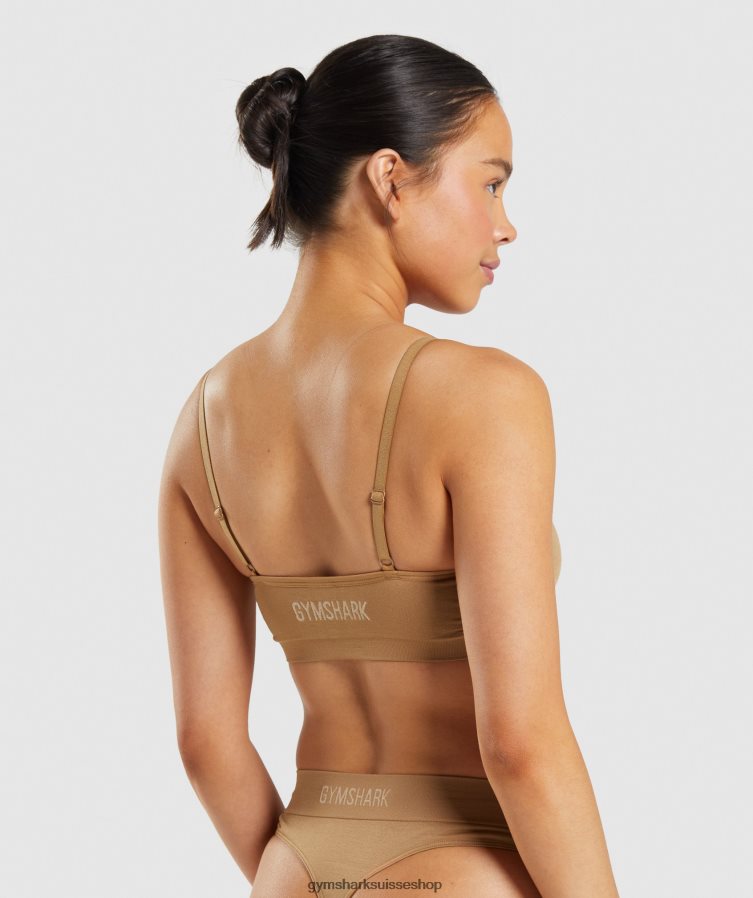 ch Gymshark femmes bralette sans coutures à encolure dégagée brun clair doré 02FP6T508 vêtements