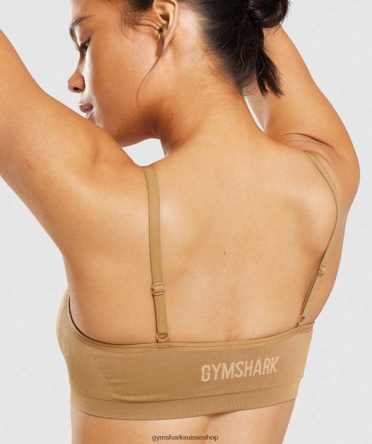 ch Gymshark femmes bralette sans coutures à encolure dégagée brun clair doré 02FP6T508 vêtements
