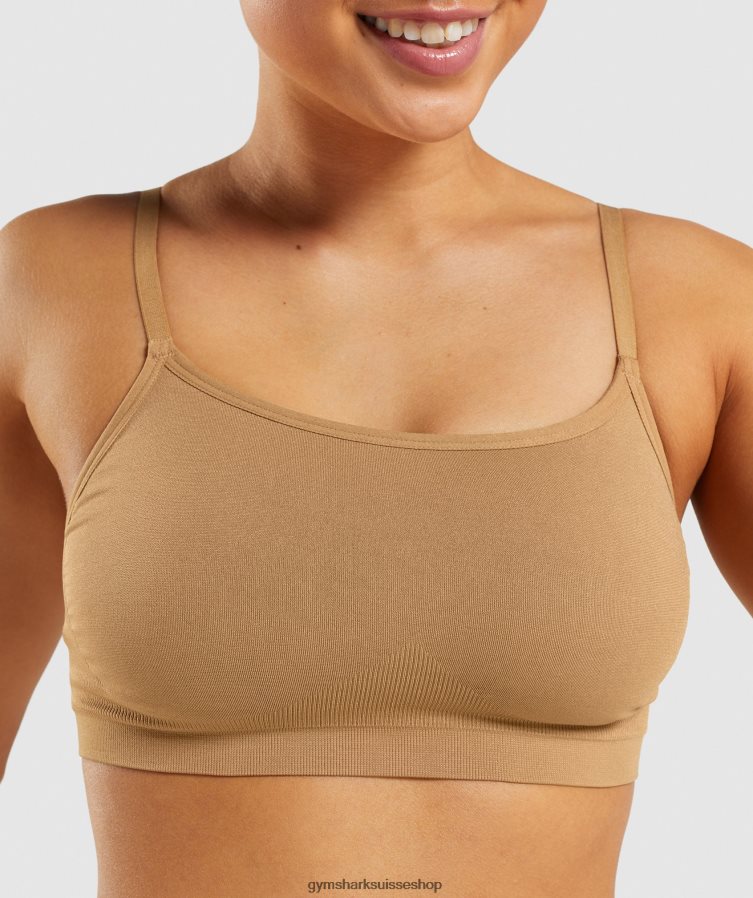 ch Gymshark femmes bralette sans coutures à encolure dégagée brun clair doré 02FP6T508 vêtements